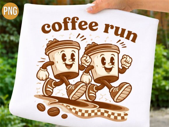 Download Retro Cartoon Coffee Run Mascot PNG - Premium Resources