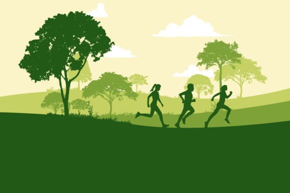 Download Runner Marathon in the Forest Silhouette - Run Collection