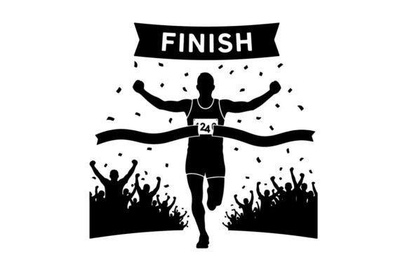 Download Silhouette of a Runner Crossing the Fini - Run Collection