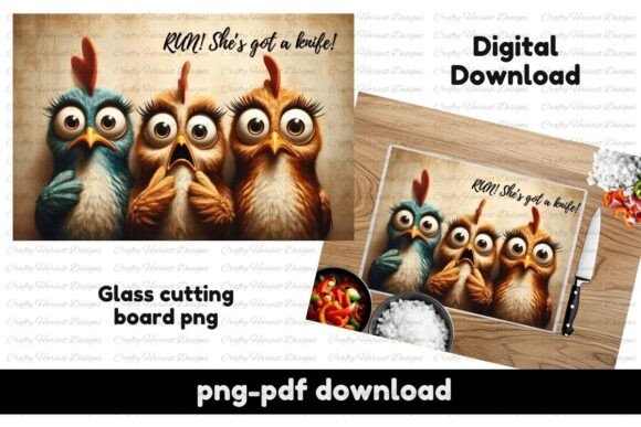 Download RUN! She’s Got a Knife! Cutting Board - Premium Bundle