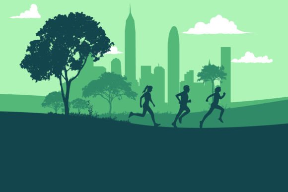 Download Runner Marathon in the Town Silhouette - Run Collection