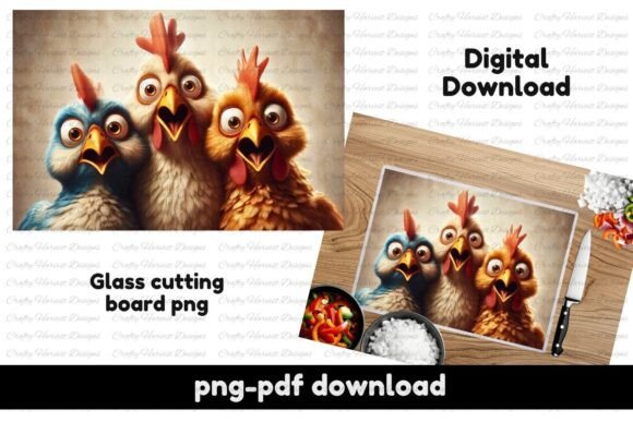 Download Run, Chickens, Run! Glass Cutting Board - Premium Bundle