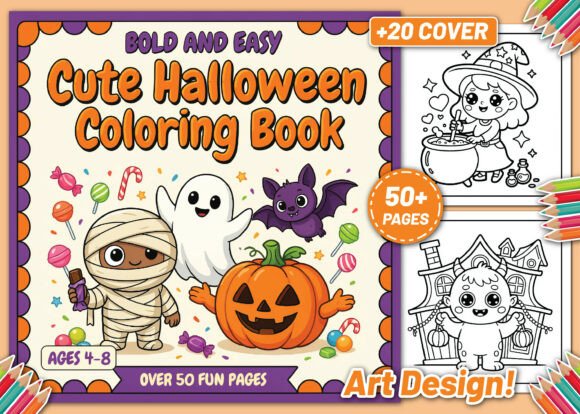 Download Bold Easy Cute Halloween Coloring Book - Premium Bundle